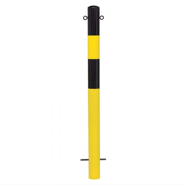 TRAFFIC-LINE Barrier Post | Heavy-Duty Steel Demarcation Bollard | Yellow/Black | Concrete In