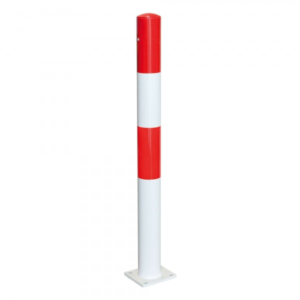 TRAFFIC-LINE Barrier Post | Heavy-Duty Steel Demarcation Bollard | Red/White | Surface Fix