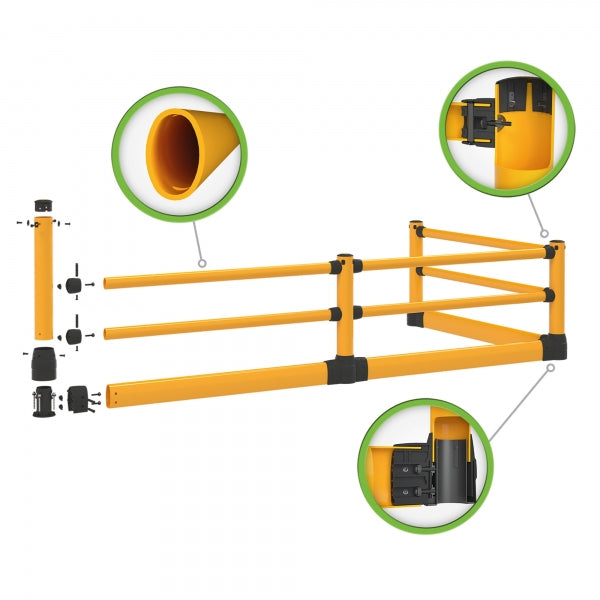 BLACK BULL FLEX+ Impact Protection Railing S-Line with Under-run Guard| Flexible Polymer Pedestrian Barrier