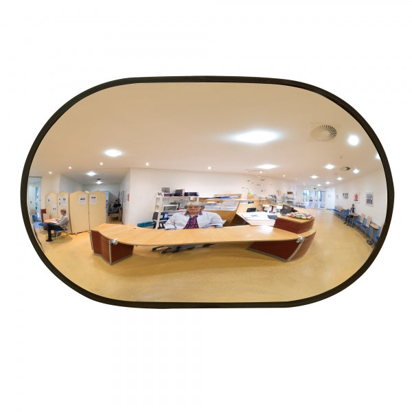 DETECTIVE Wall Mounted Convex Mirror | Space-Saving Acrylic Security Mirror | Oval Black Frame