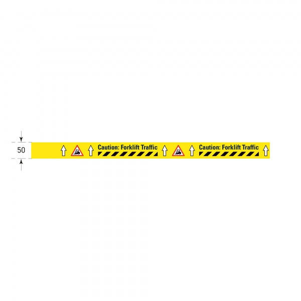 PROline Tape "Caution: Forklift Traffic" | 5-Metre Self-Adhesive Warning Strip
