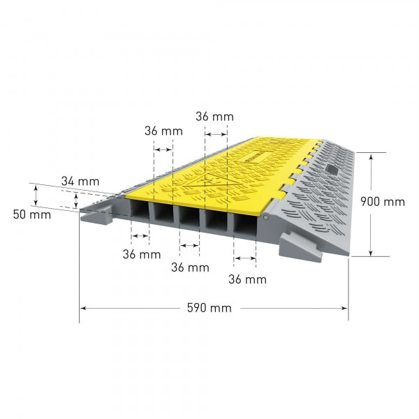 TRAFFIC-LINE Cable/Hose Protection Ramps – Medium | 5-Channel Hinged Cable Guard