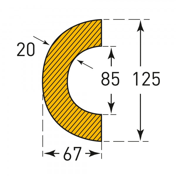 TRAFFIC-LINE Foam Pipe Protection - CURVATURE - Self-Adhesive - 1,000mm Long - Yellow/Black