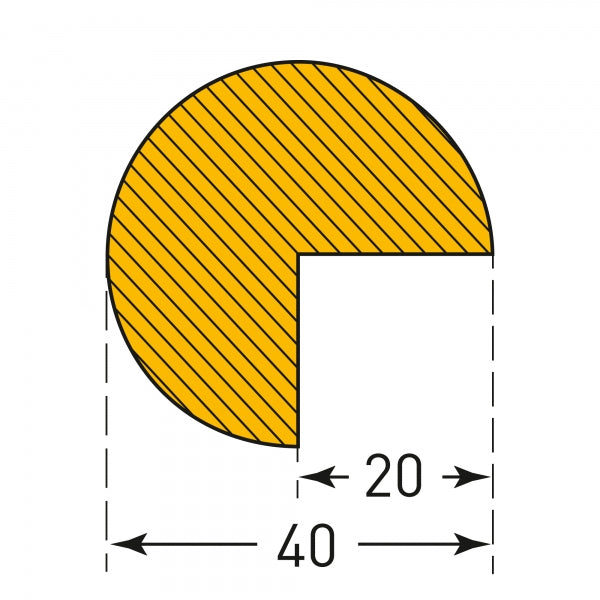 TRAFFIC-LINE Edge Protection - SEMI-CIRCULAR 40/40 - Magnetic - 1,000mm Long - Yellow/Black