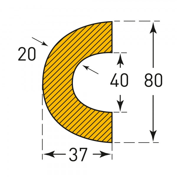 TRAFFIC-LINE Foam Pipe Protection - CURVATURE - Self-Adhesive - 1,000mm Long - Yellow/Black