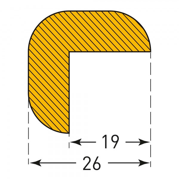 TRAFFIC-LINE Edge Protection - SEMI-CIRCULAR 40/40 - Self-Adhesive - 1,000mm Long - Yellow/Black