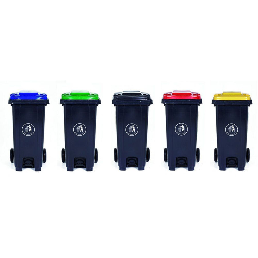 GPC Industries Pedal Wheelie Bin with Coloured Lid - IndustraCare
