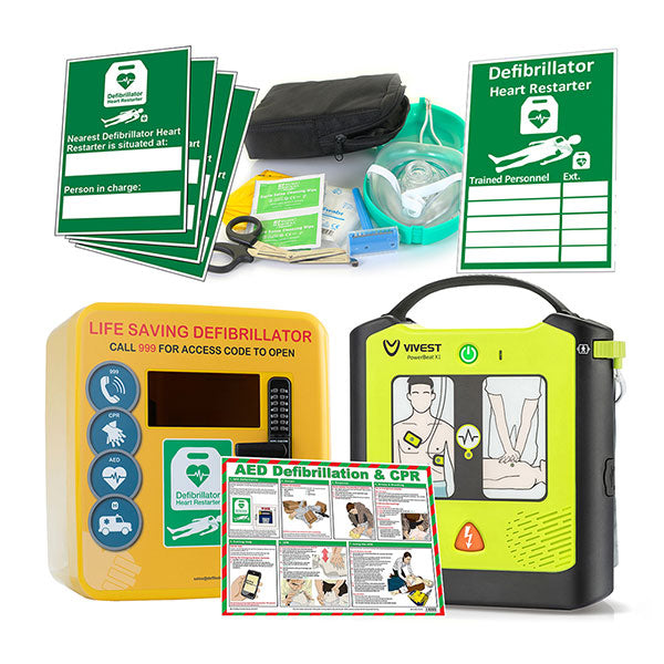 Vivest Power Beat X1 Semi-Automatic Defibrillator Outdoor Cabinet Bundle - IndustraCare